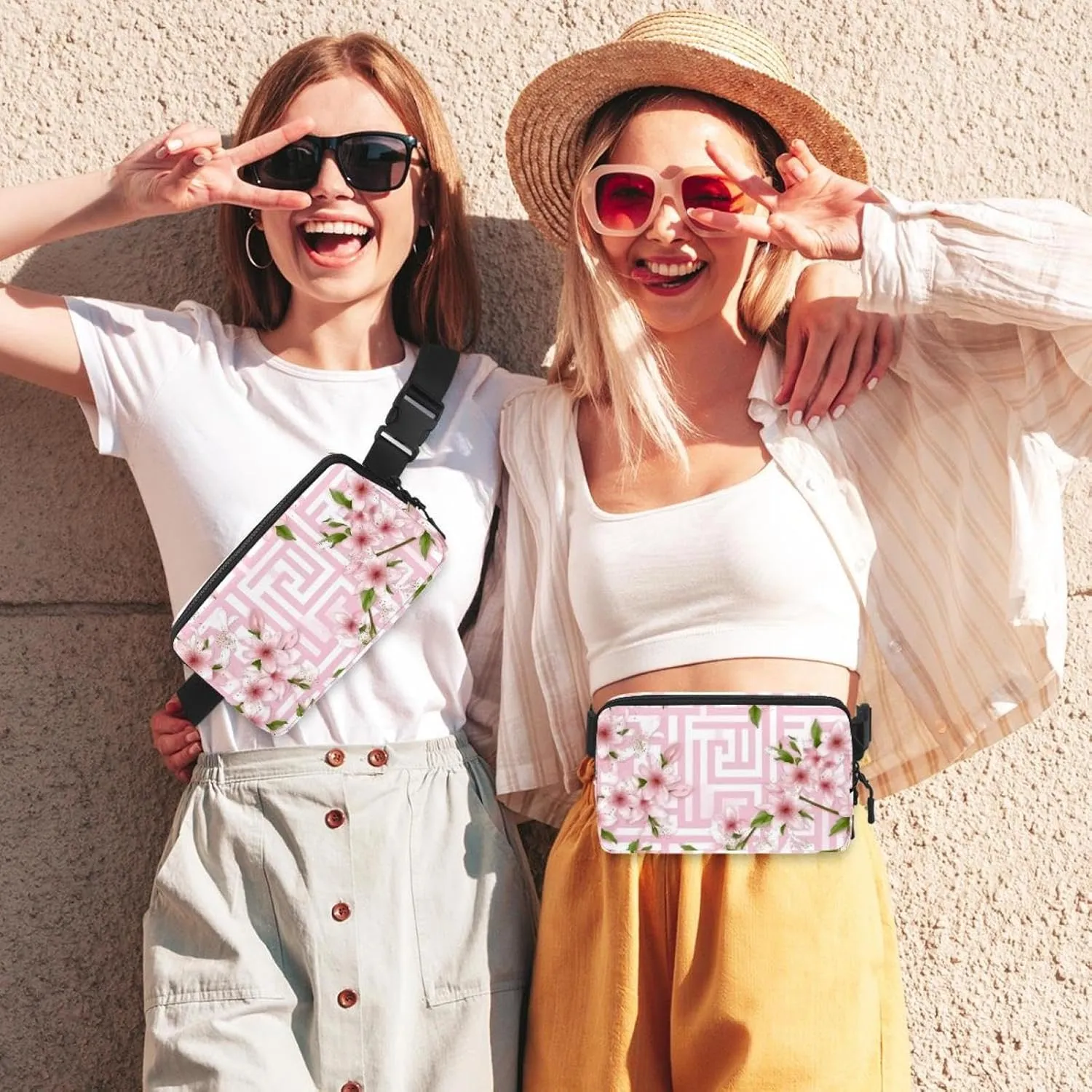 Pink Cherry Blossoms-949 Crossbody Fanny Pack for Men&Women,Belt Bag for Travel Casual Walking Running Hiking Cycling