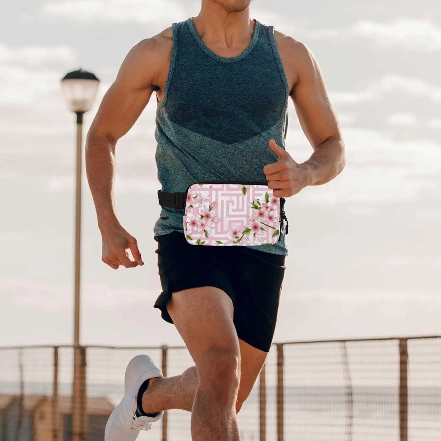 Pink Cherry Blossoms-949 Crossbody Fanny Pack for Men&Women,Belt Bag for Travel Casual Walking Running Hiking Cycling