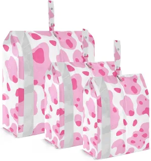 Pink Cow Travel Storage Bag with Lanyard - Portable Lightweight Classified Storage Bag with Zipper, Dust and Waterproof Travel Packing Cube for Suitcase,3 Pieces