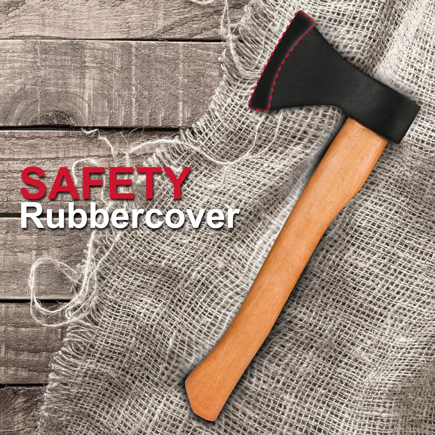 P.I.T. 15" Hatchet, Wooden Handle Hatchet with Sheath for Wood Splitting and Chopping, Gardening Small Axe Wooden Handle Tools for Camping, Hiking, Multi-Use Axe