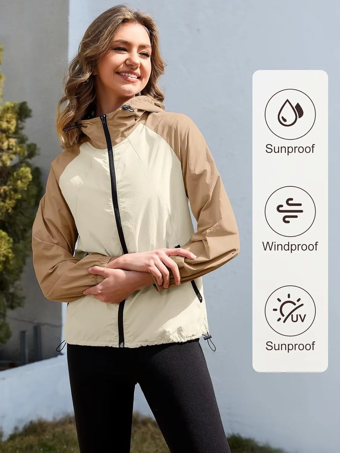 PITINAN Packable Rain Jacket Women Waterproof Lightweight Rain Coats for Women with Hood Outdoor Windbreaker Jacket S-XXL
