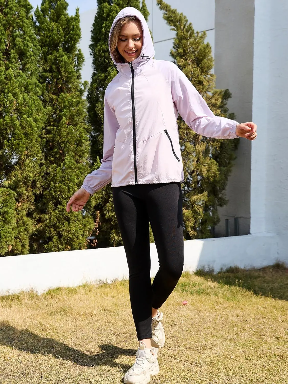 PITINAN Packable Rain Jacket Women Waterproof Lightweight Rain Coats for Women with Hood Outdoor Windbreaker Jacket S-XXL