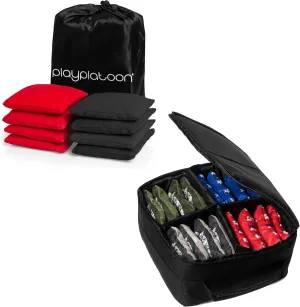 Play Platoon Set of 8 Red/Black All Weather Cornhole Bags & Tote Carrying Bag