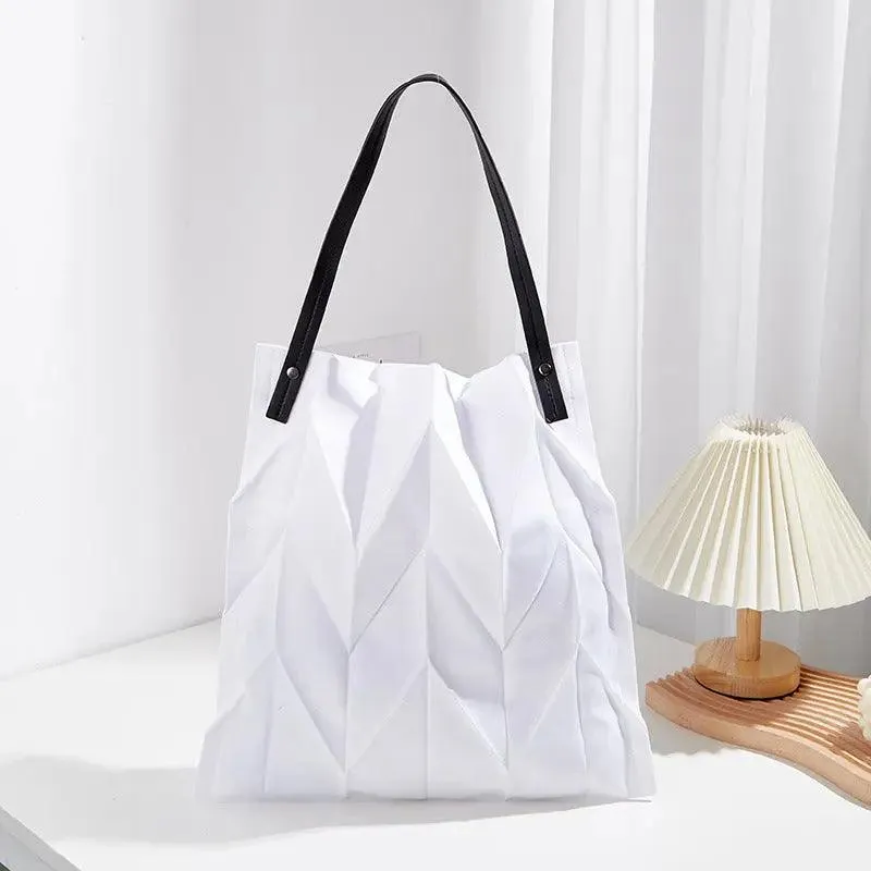 Pleated Shoulder Lightweight Bucket Bag