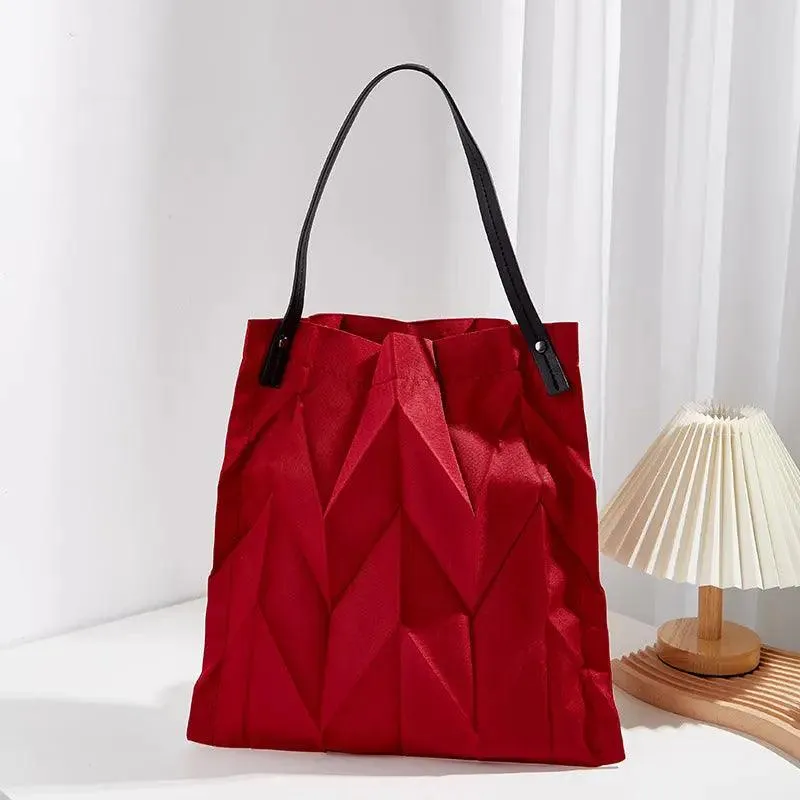 Pleated Shoulder Lightweight Bucket Bag