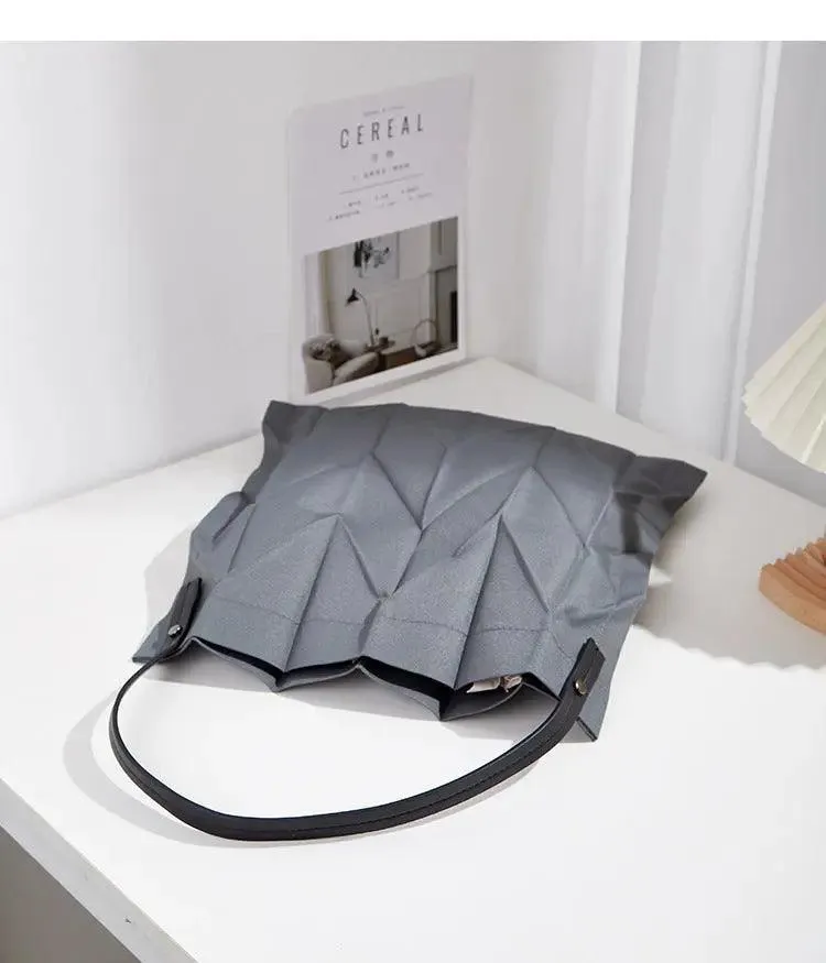 Pleated Shoulder Lightweight Bucket Bag