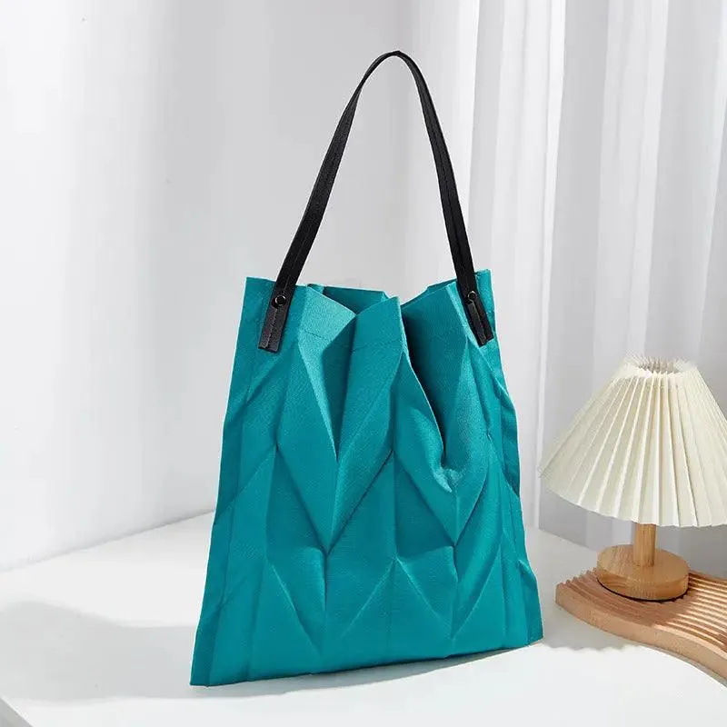 Pleated Shoulder Lightweight Bucket Bag