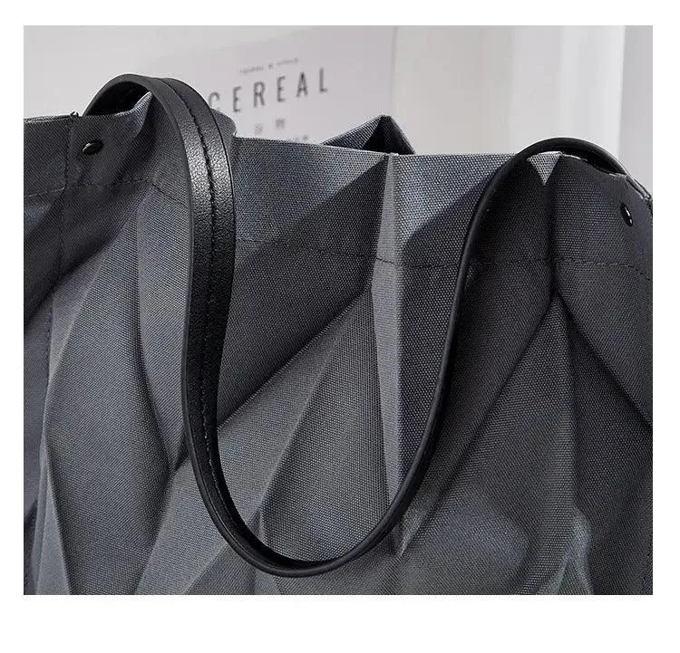 Pleated Shoulder Lightweight Bucket Bag
