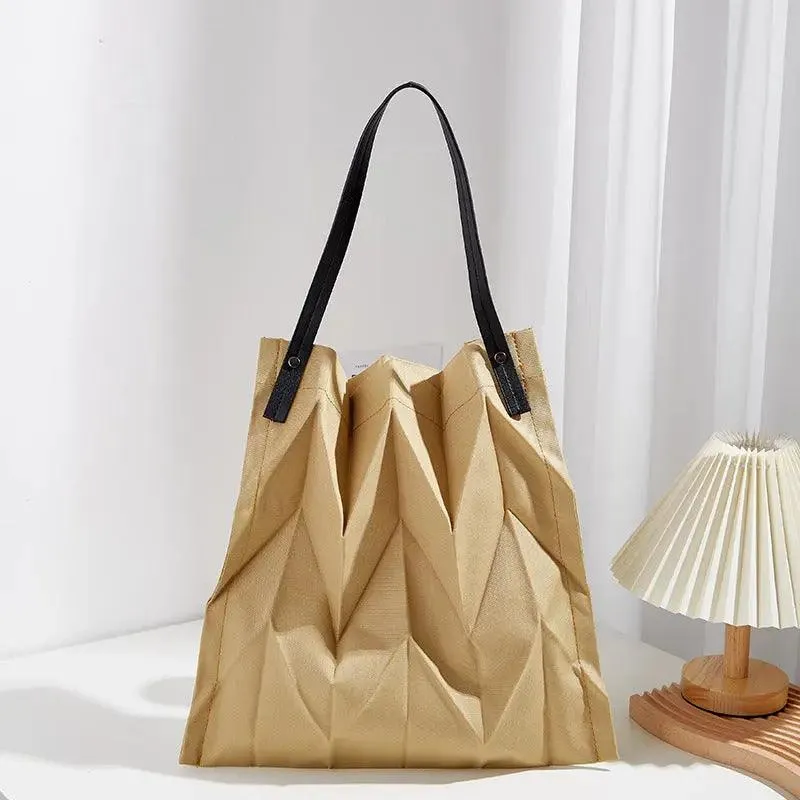 Pleated Shoulder Lightweight Bucket Bag