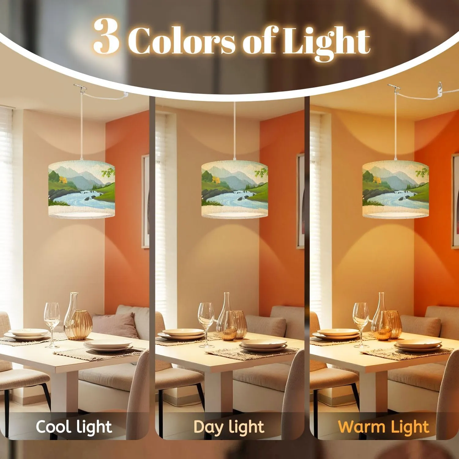 Plug in Pendant Light River Flowing Down Stream Across Beautiful Forest Hanging Lamp with Plug in Cord 16.4 ft Dimmable Hanging Light for Bedroom Kitchen Island Living Room