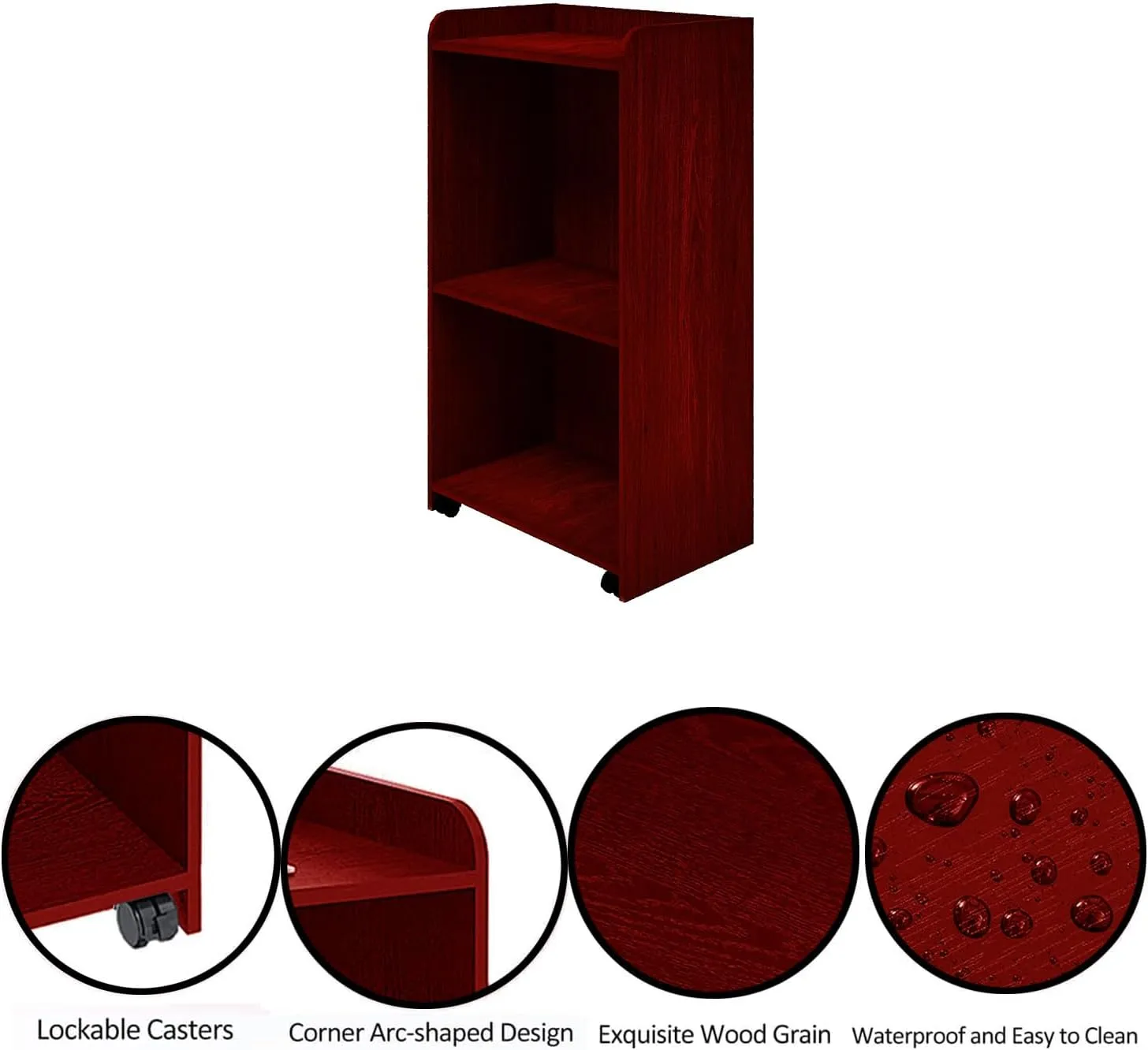 Podium Stand Portable with Wheels, Floor Stand for church, meetings, debate with large storage area, (Red)