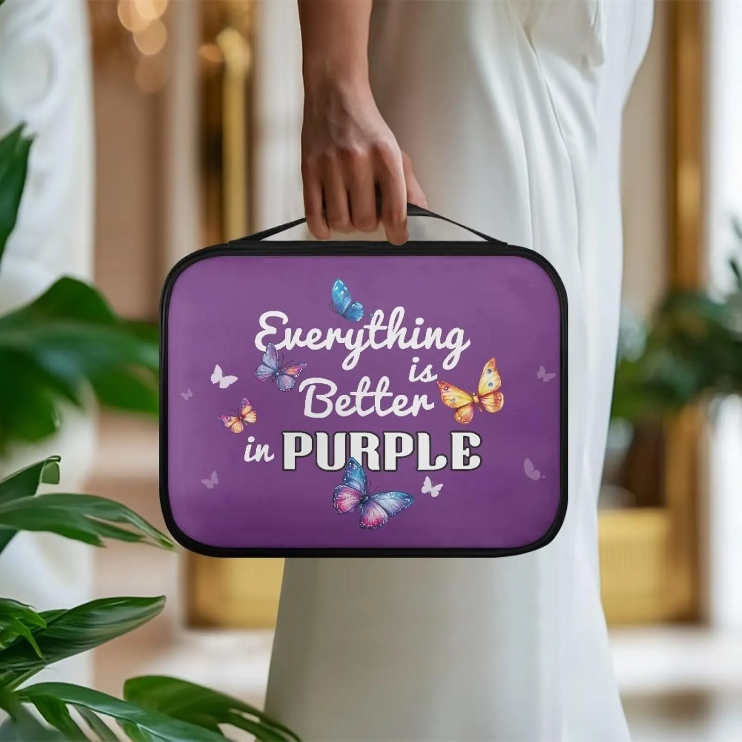 Poetry Butterfly Simple Bible Bag for Women Men Large Capacity Bible Case Book Carrying Case Bible Cover for Men Women Standard & Most Bible Books