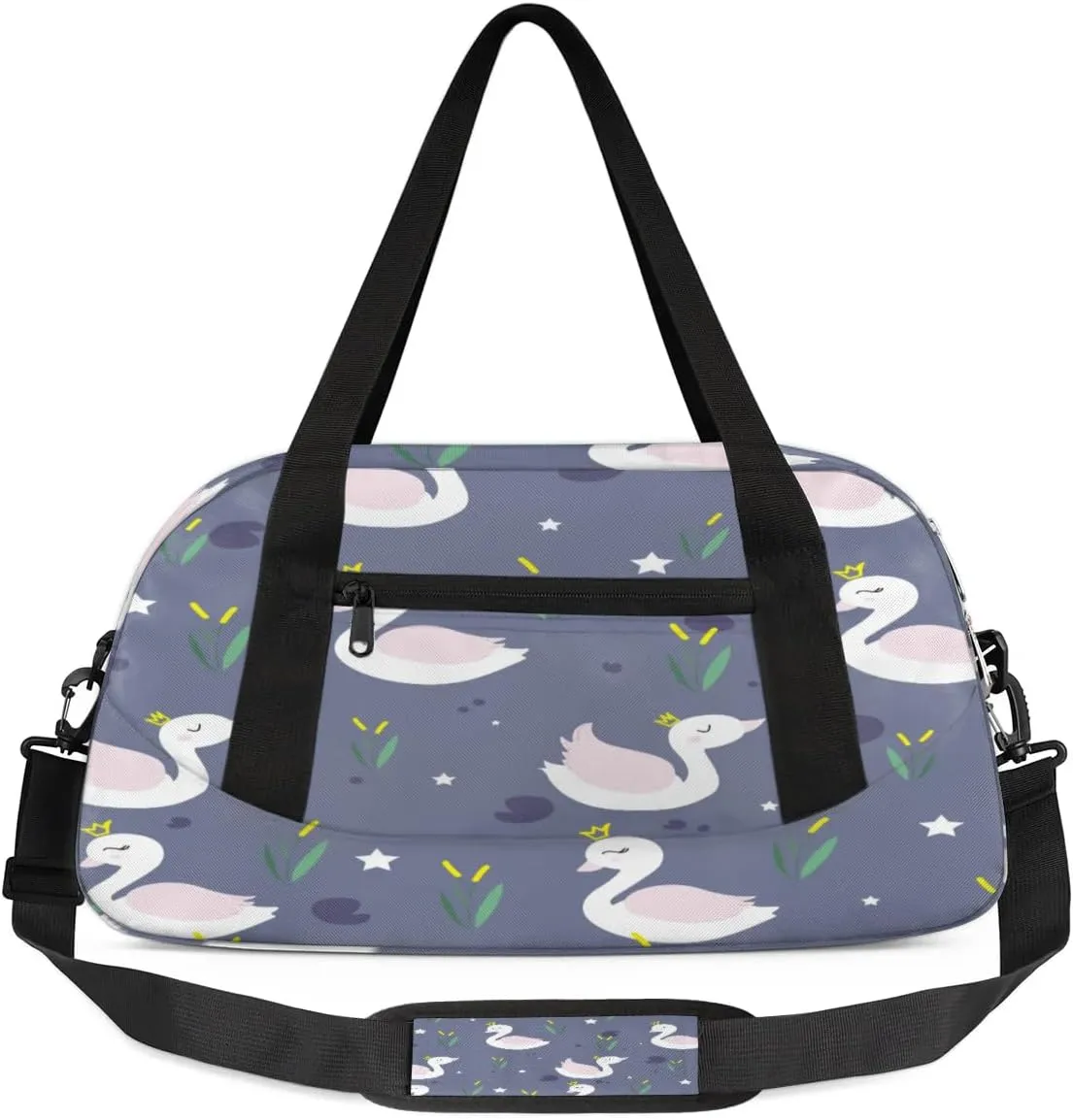 Pond Swan Swimming Waterproof Sports Gym Bag Portable Dance Gymnastics Work Out Bag Lightweight Travel Duffel Bag Overnight Weekender Bag