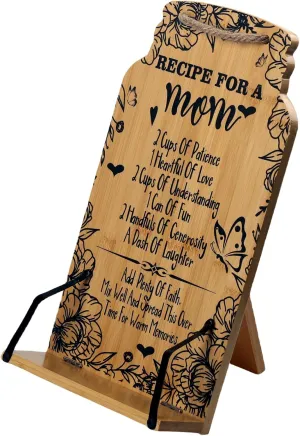 Popular Mom Gifts,Bamboo Cookbook Stand,Adjustable Recipe Book Holder Stand to My Mom from Daughter Son,Birthday Present for Mother Women Grandma,Christmas Gift New Year Gift