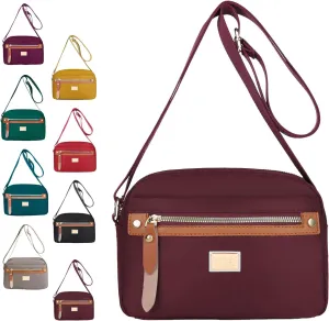 Popularate Nylon Crossbody Bag, Waterproof Shoulder Purse With Zippers, Women'S Waterproof Satchel