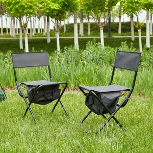 Portable 2-Piece Folding Outdoor Chair for Comfort and Convenience, Lightweight Design with Storage Bag, Camping, Picnics, and Fishing, Grey