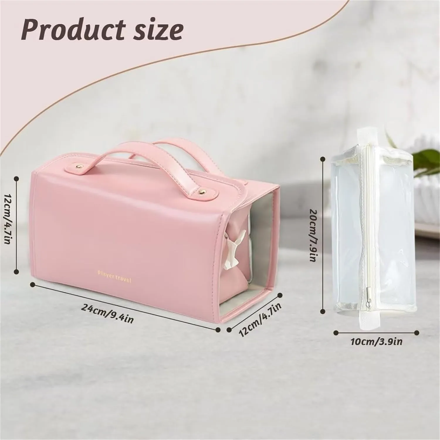 Portable 4 in 1 Foldable Cosmetic Bag, Detachable Large Capacity Makeup Organizer Waterproof Travel(Beige)