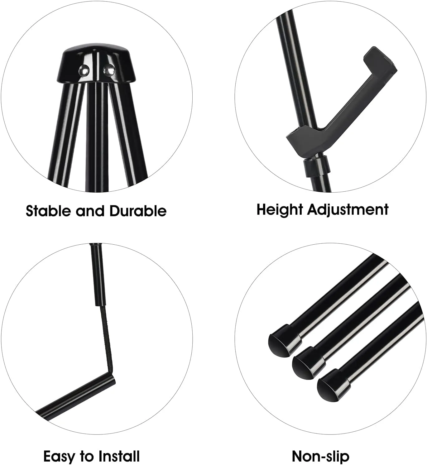 Portable Art Easel Stand 63 Inches - Black Picture Stands for Display w/Bag - Tabletop Art Easel Stand for Sign, Wedding Signs, Poster Stand, Painting Canvas Stand - Metal Tripod, Easels for Display