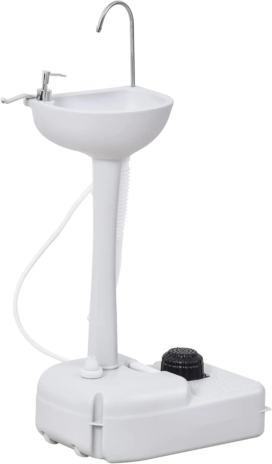 Portable Camping Sink, Handwashing Station Basin with 4.5 Gallon Tank, Rolling Wheels & Soap Dispenser for RV, Outdoor Events, Gatherings, HDPE, White