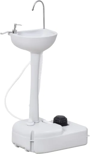 Portable Camping Sink, Handwashing Station Basin with 4.5 Gallon Tank, Rolling Wheels & Soap Dispenser for RV, Outdoor Events, Gatherings, HDPE, White