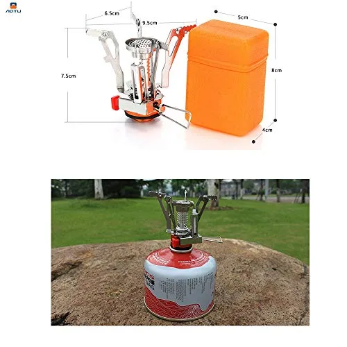 Portable Camping Stoves,Backpacking Stove w/ Piezo Ignition-Camp Stove for Outdoor Camping