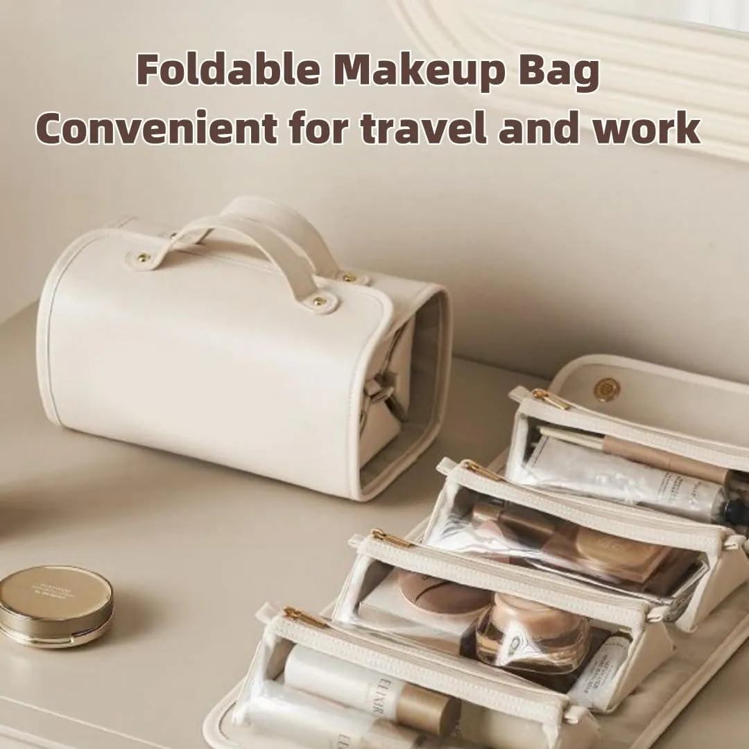 Portable Cosmetic Bag,Large Capacity,Waterproof Travel Makeup Organizer with Detachable Interior Pockets