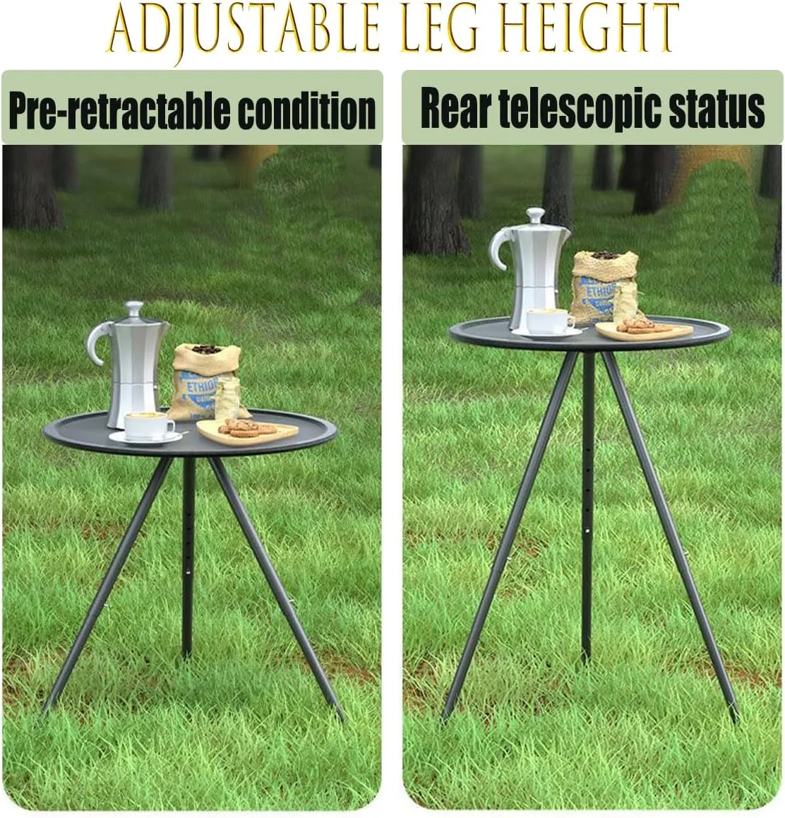 Portable Folding Camping Table, Adjustable Height, with Storage Bag, for Outdoor Activities and Home Use (02 Models)