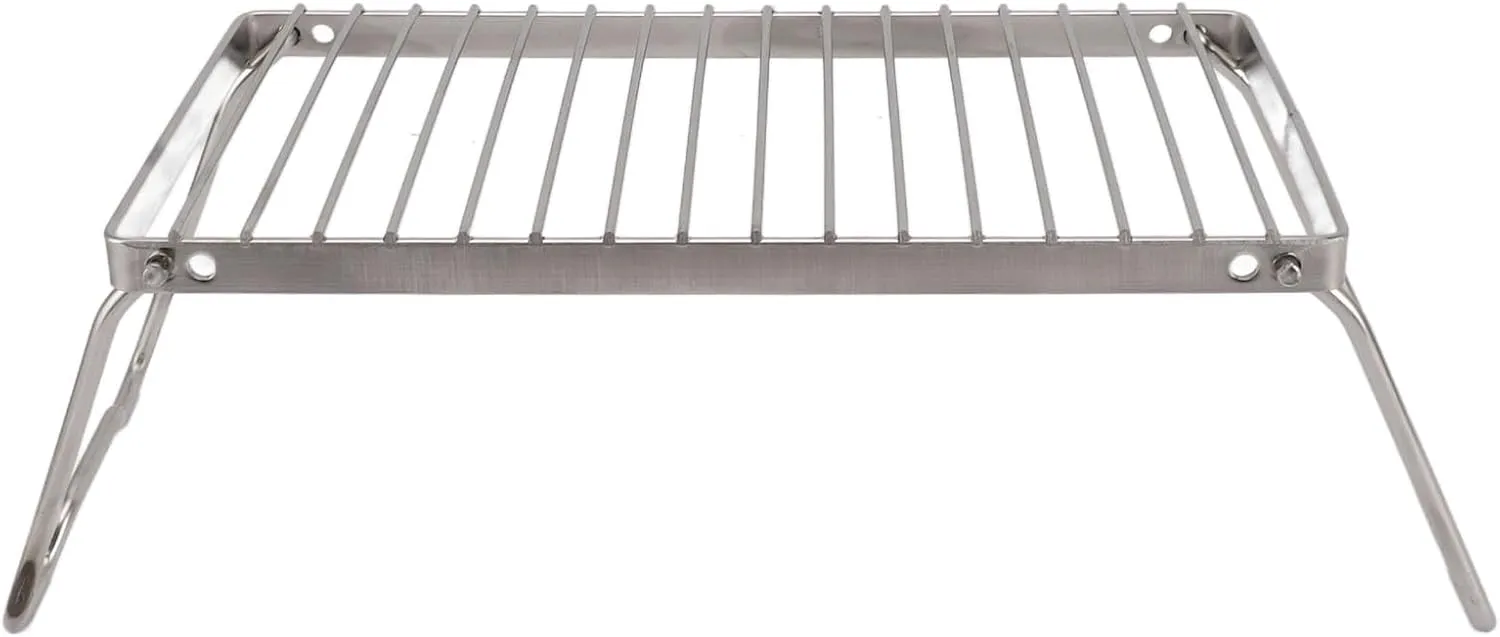 Portable Grill Heavy, Folding Camping Grate Stainless Steel Height Duty Ir Place over Thicker Camp Fire Cooking Racks Draining Backpacking for Outdoor Rack Barbecue