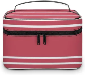 Portable Make Bag, Coral Stripes Cosmetic Case Portable Cosmetic Portable Organizer for Men & Women