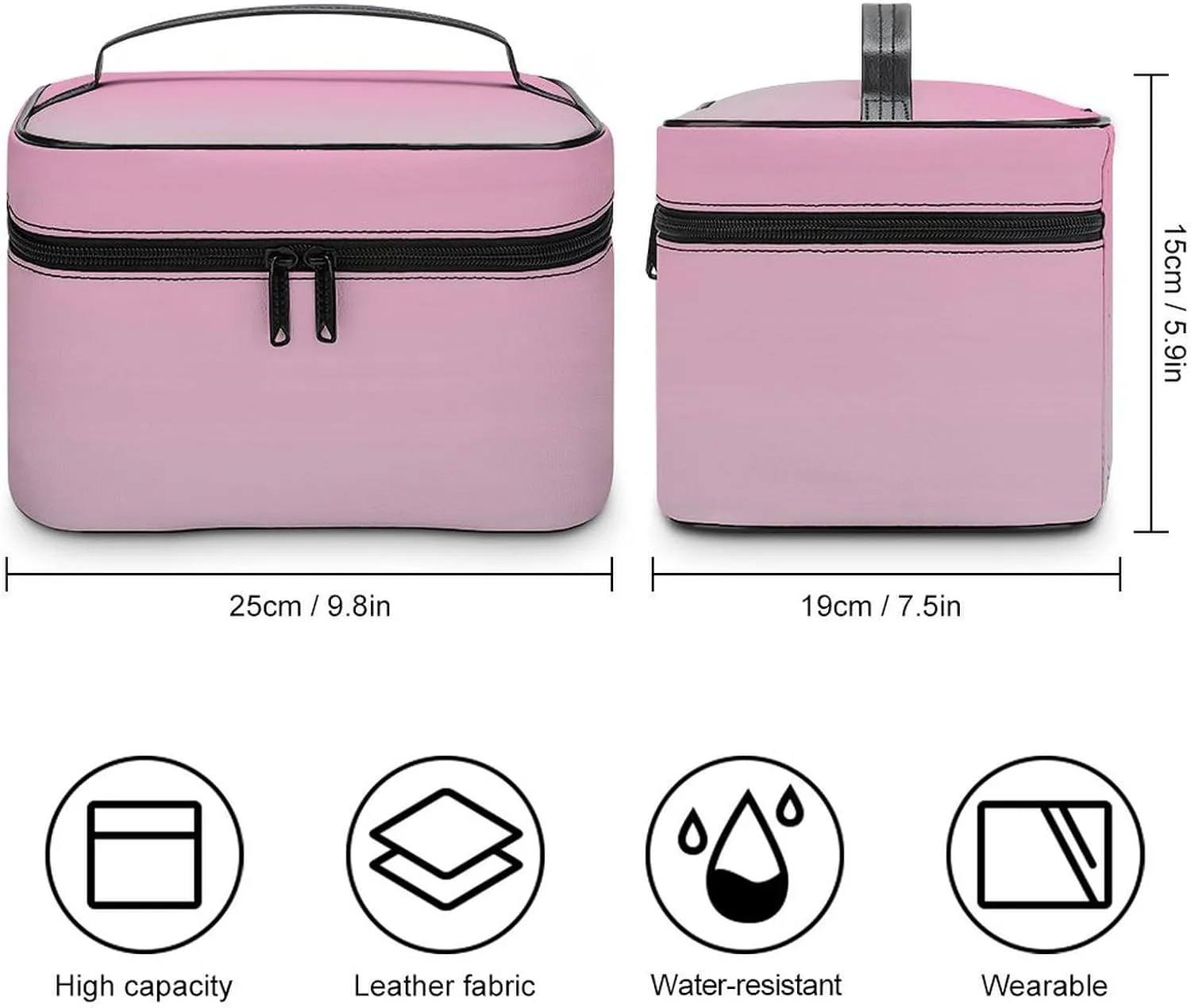 Portable Make Bag, Neon Pink and Gray Ombre Cosmetic Case Portable Cosmetic Portable Organizer for Men & Women