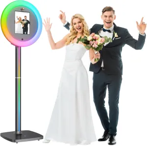 Portable Photo Booth,Photo Booth Machine with Any Ipad,PhotoBooth Stand Shell Provide Cyratok Software, APP & Remote Control RGB Ring Light Music Sync Perfect for Parties,Wedding and Events