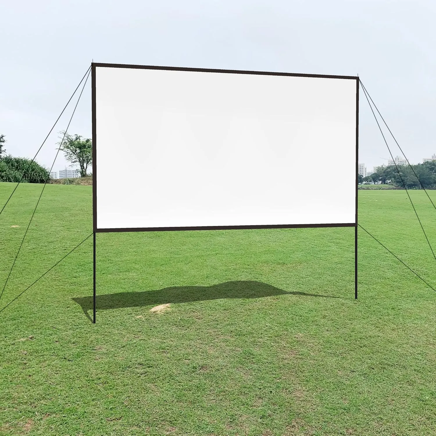 Portable Projector Screen 100 inch with Stand 16:9 HD Foldable Silver Black Backing Projection Screen Anti-Crease Movies Screen for Outdoor Backyard Theater