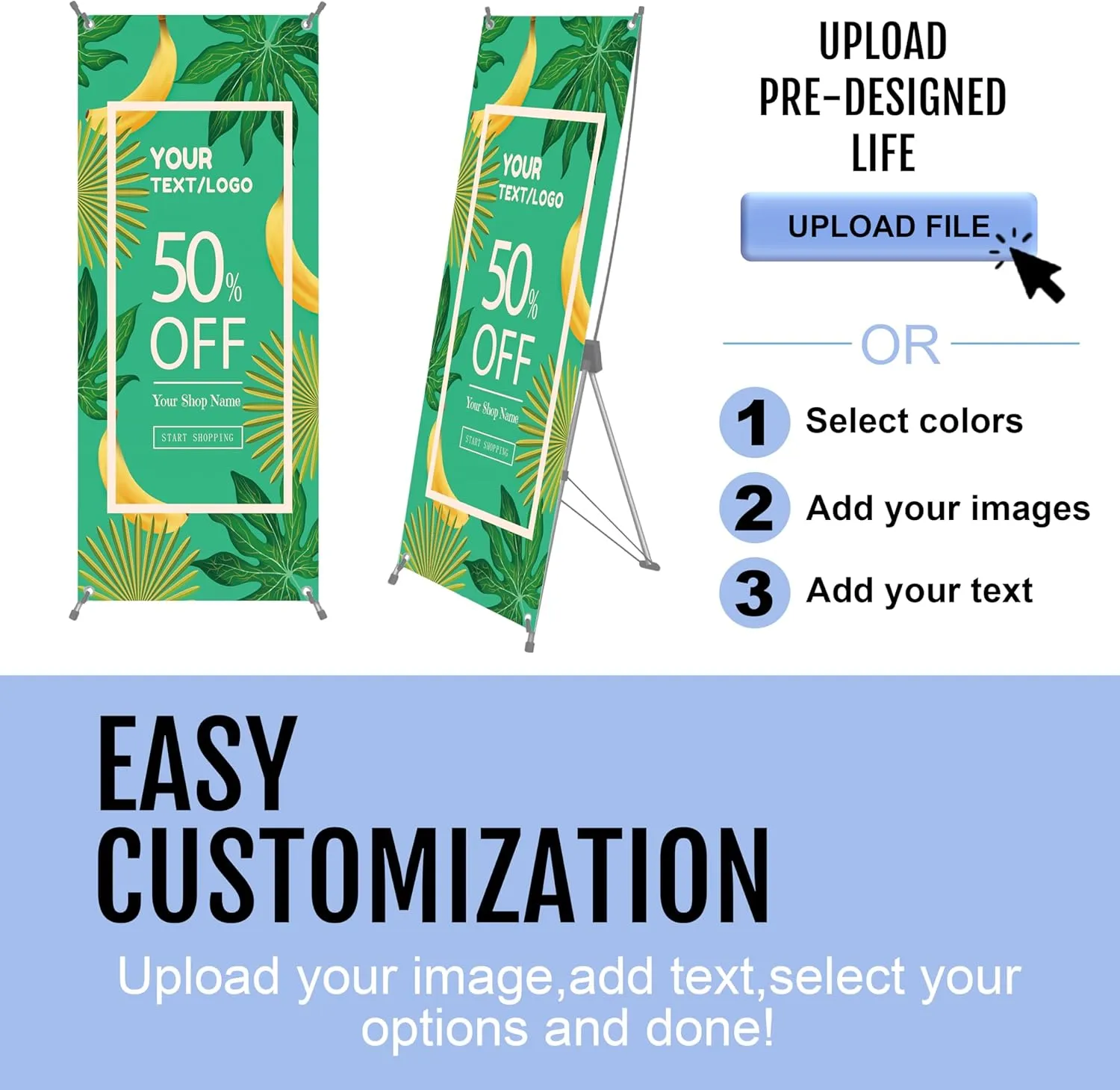Portable Retractable X Banner Stand,Adjustable X Banner Stand with Travel Bag,Banners and Signs Customize for Business, Trade Shows, Events, and Displays (32" X 71"（without stand）)