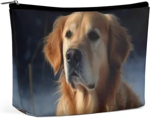 Portable Small Cosmetic Bag Cute Travel Makeup Bag Golden Retriever Waterproof Toiletry Bag for Women