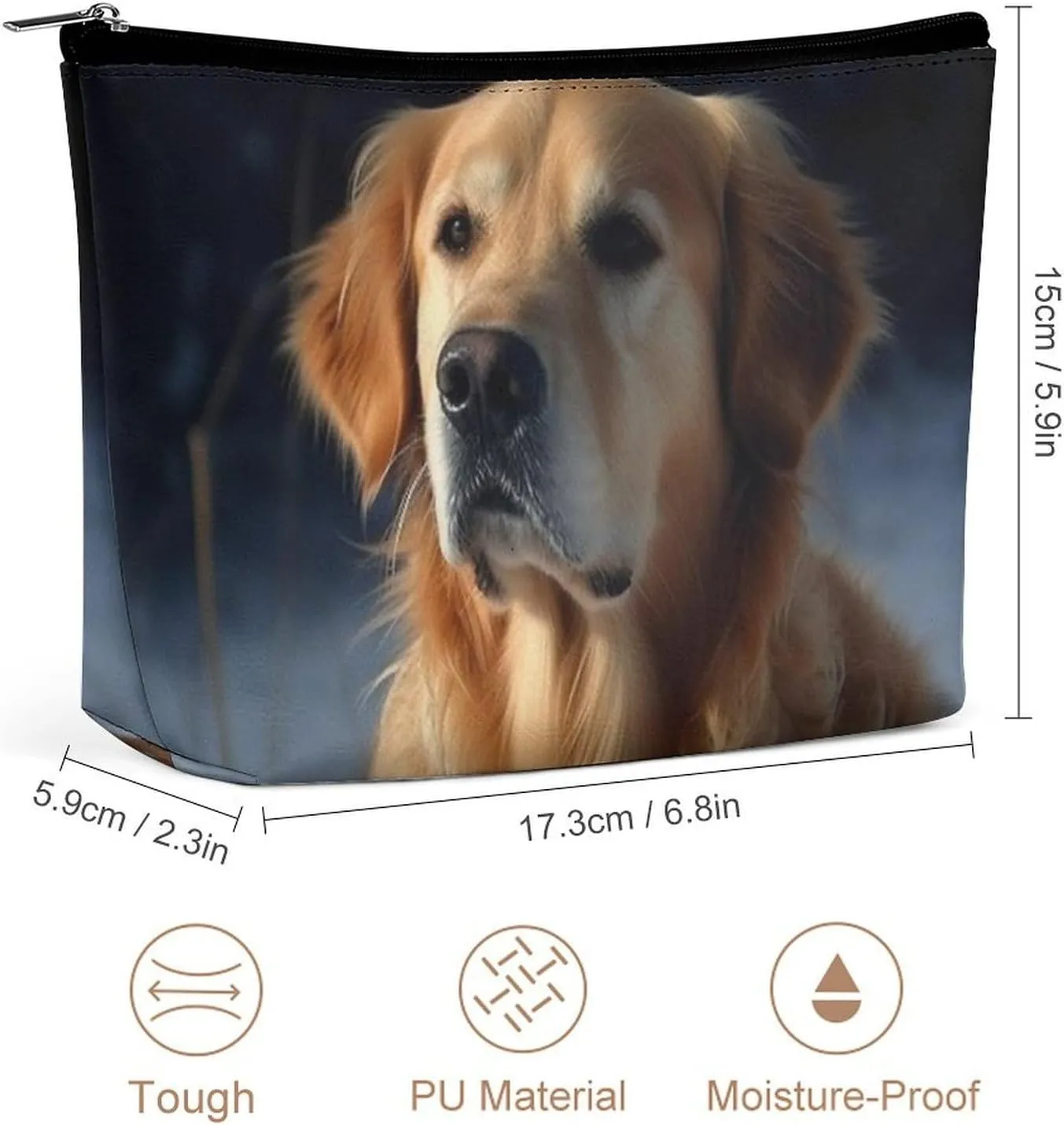 Portable Small Cosmetic Bag Cute Travel Makeup Bag Golden Retriever Waterproof Toiletry Bag for Women