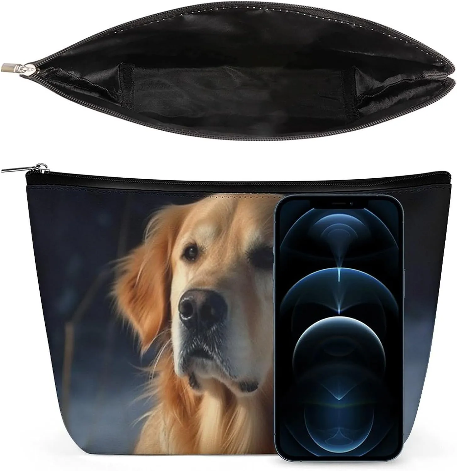 Portable Small Cosmetic Bag Cute Travel Makeup Bag Golden Retriever Waterproof Toiletry Bag for Women