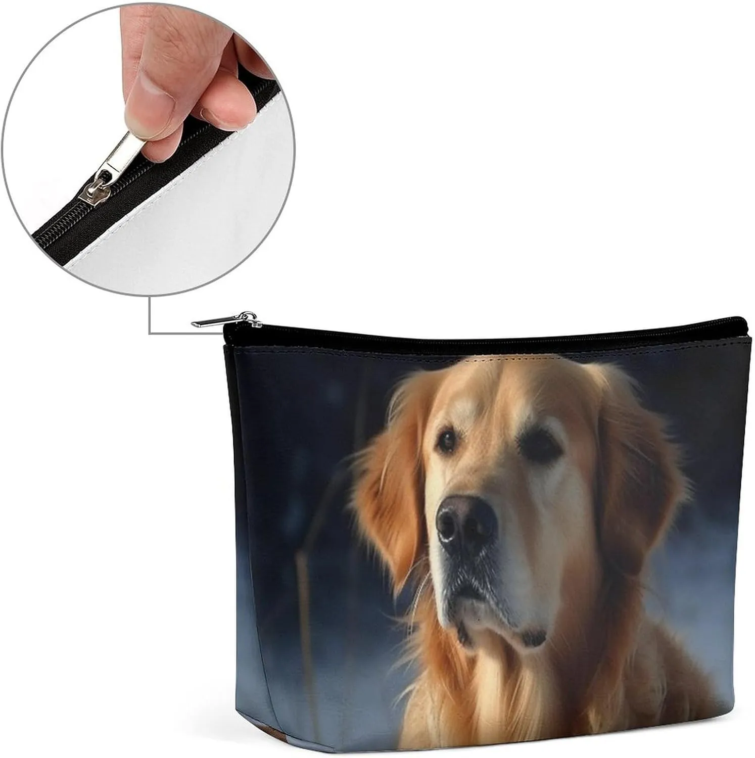 Portable Small Cosmetic Bag Cute Travel Makeup Bag Golden Retriever Waterproof Toiletry Bag for Women