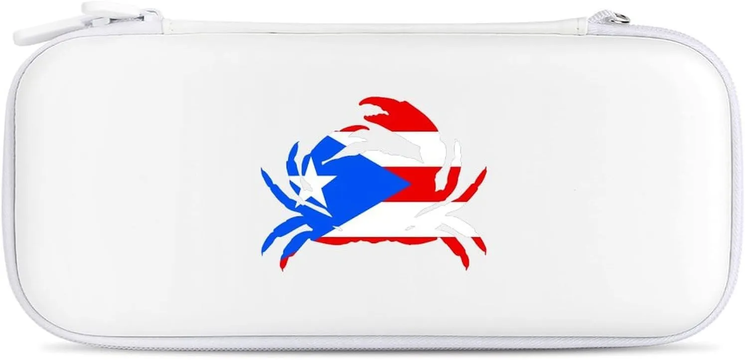 P.R. Crab Puerto.Rico Flag Hard Shell Travel Case with Rope 15 Game Card Pockets Compatible with Switch Protective