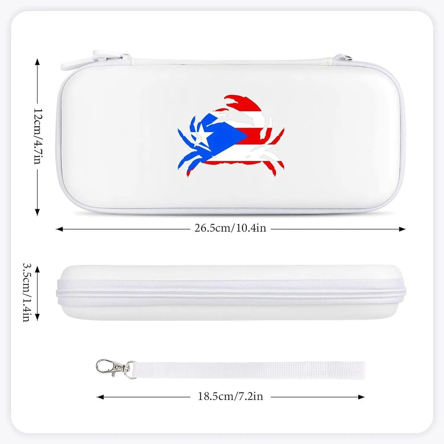 P.R. Crab Puerto.Rico Flag Hard Shell Travel Case with Rope 15 Game Card Pockets Compatible with Switch Protective