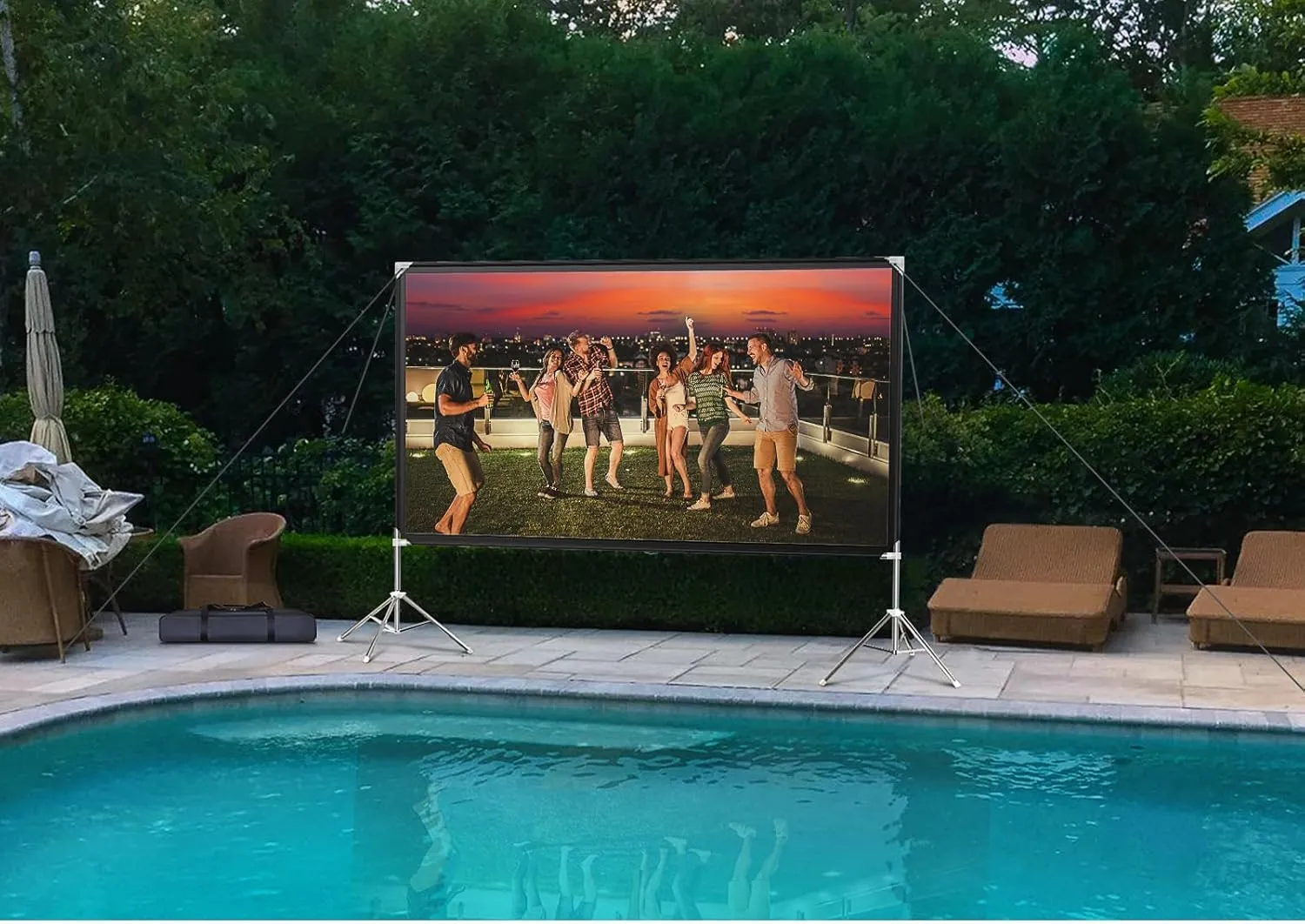 Projector Screen and Stand - Velcolt Portable Video Projection Screen 100 inch, 16:9 4K HD Rear Front Foldable Outdoor Movie Screen with Carry Bag for Indoor Outdoor Home Theater Backyard Camping