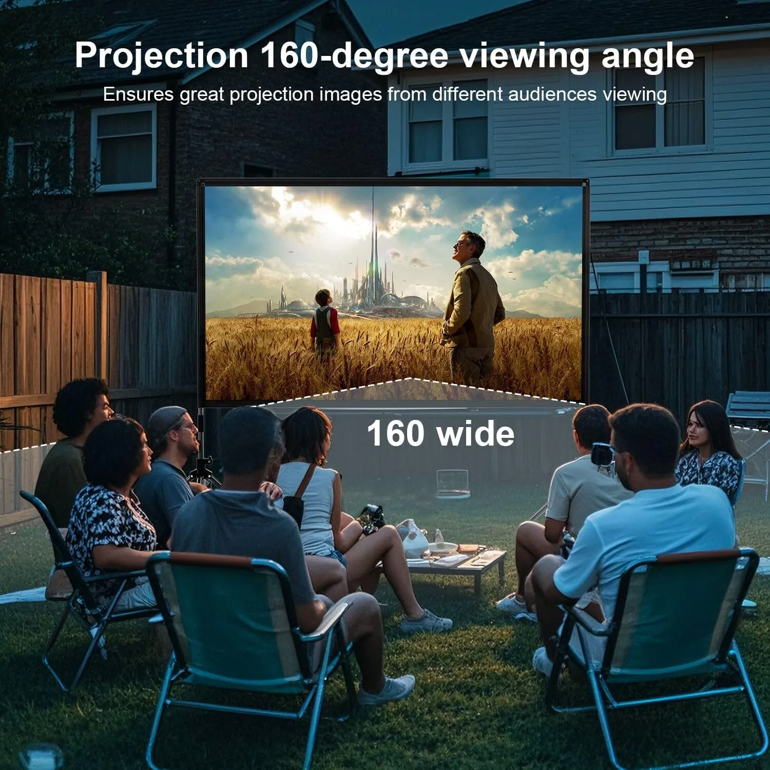 Projector Screen with Stand,DUYIKJ 100 inch Portable Outdoor Indoor Projector Screen Rear Front Projection Screen Lightweight Movie Screen16:9 4K HD with Four-Legged Frame Carry Bag for Home Theater