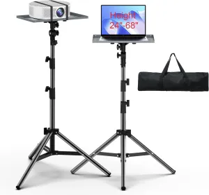 Projector Stand Tripod from 24" to 68", Portable Laptop Tripod Stand Adjustable Height with Bag, Laptop Floor Stand for Office, Home, Stage, Studio, DJ Racks Holder Mount
