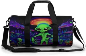 Psychedelic Aliens Novelty Large Duffel Bag Lightweight Gym Bag Travel Tote Bags