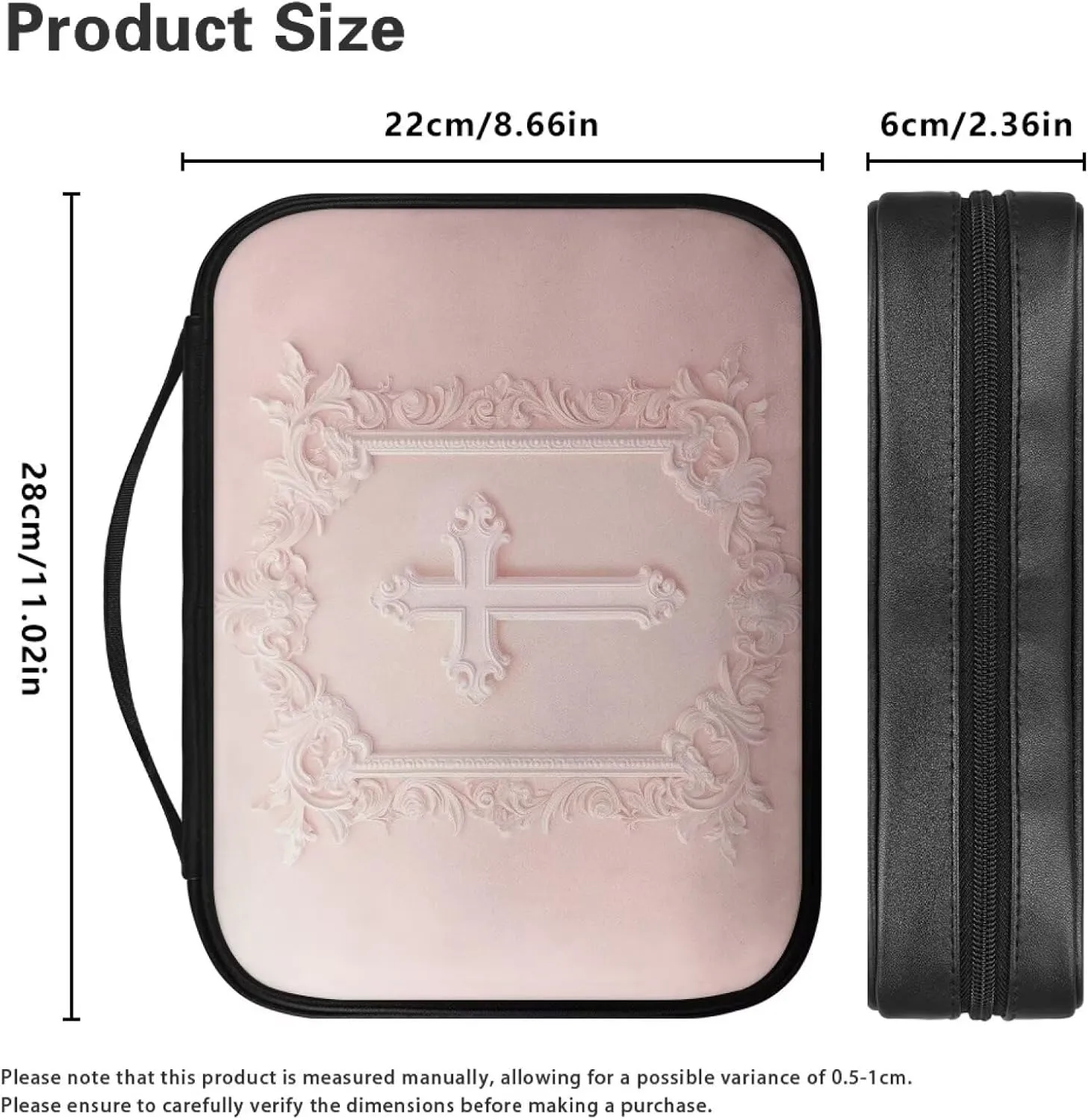 PU Simple Bible Cover With Handle for Women Men Study Bible Case Waterproof Carrying Case Bible Holder Organizer Bag