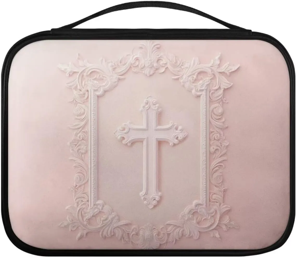 PU Simple Bible Cover With Handle for Women Men Study Bible Case Waterproof Carrying Case Bible Holder Organizer Bag