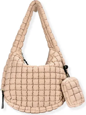 Puffer Tote Bag for Women Large Quilted Puffy Lightweight Carryall Crossbody Tote Bag for Women