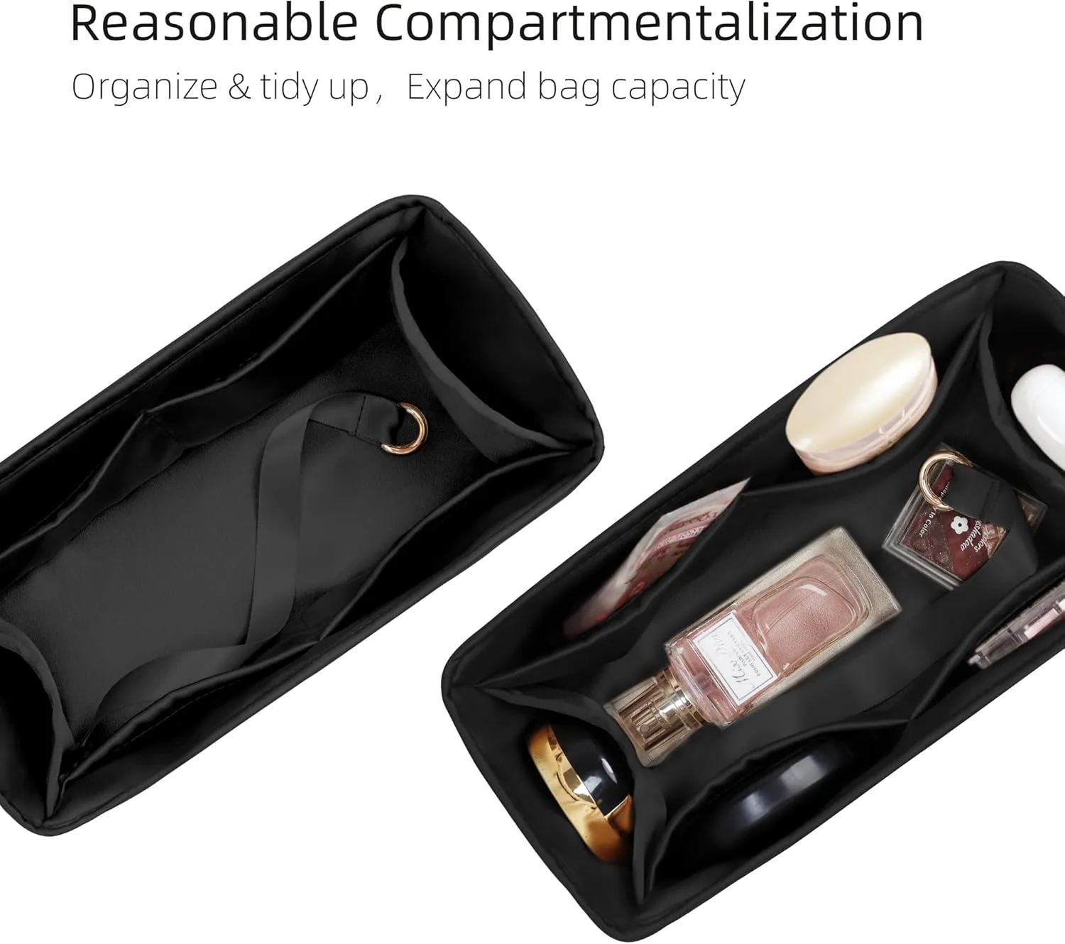 Purse Organizer for LV OnTheGo BB/PM/MM/GM,Silky Smooth Insert,Lightweight Bag in Bag,Luxury Handbag Storage Accessories(onthego GM,Black)