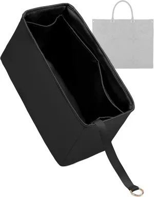 Purse Organizer for LV OnTheGo BB/PM/MM/GM,Silky Smooth Insert,Lightweight Bag in Bag,Luxury Handbag Storage Accessories(onthego GM,Black)