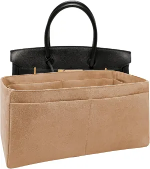 Purse organizer insert for Birkin 30, Bag Handbag, Faux Suede Soft and Smooth Lightweight Fits Perfectly Sturdy Gift Ideas for Women (Gold SBK30)