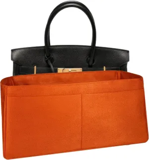 Purse organizer insert for Birkin 30, Bag Handbag, Faux Suede Soft and Smooth Lightweight Fits Perfectly Sturdy Gift Ideas for Women (Orange SBK30)